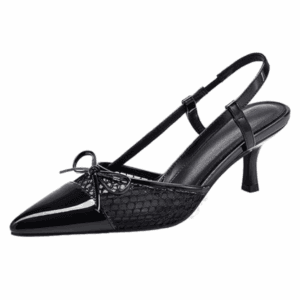 Coutgo Bow Tie Slingback Kitten Heels