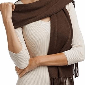 Cashmere Knit Scarf with Fringe Detail