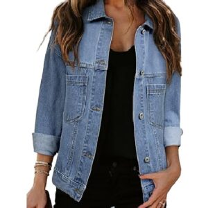 Women's Denim Jackets Casual Long Sleeve