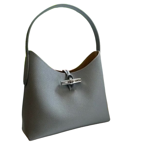Roseau Gray Leather Shoulder Bag