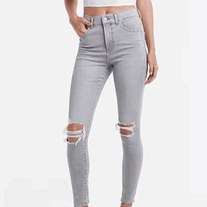 High Waisted Gray Ripped Skinny Jeans